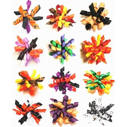 50/100pcs Halloween Dog Accessories Ribbon Rolls Dog Hair Bows Thanksgiving Dog Grooming Bows Pet Supplies
