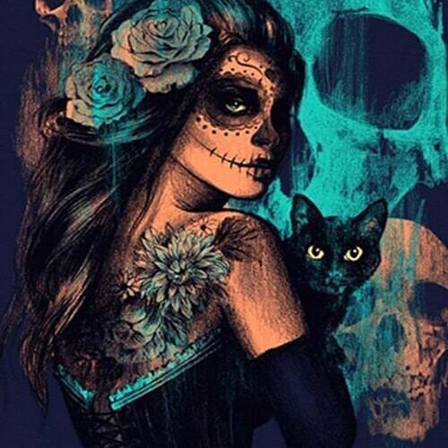 Diamond Mosaic Flower skull woman cat Diamond Embroidery Flower 5D Diy Diamond Painting Mosaic Picture Pastes wall decor