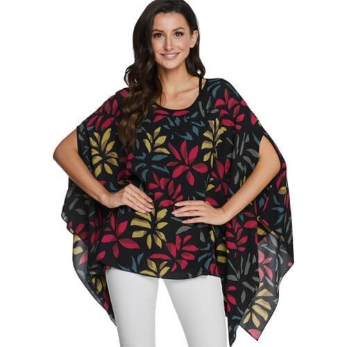 BHflutter Plus Size Blouses Women Shirts 2020 Floral Print Batwing Casual Chiffon Blouse Shirt kimono Summer Tops vetement femme