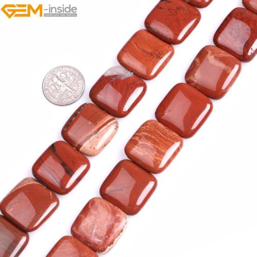 Gem-inside 20mm Natural Square Smooth Stone Beads For Jewelry Making Bracelet Necklace 15'' DIY Jewellery Christmas Gift
