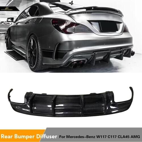 Car Rear Bumper Diffuser for Mercedes-Benz CLA Class C117 W117 Sport CLA45 AMG 2016 - 2019 Carbon Fiber / FRP
