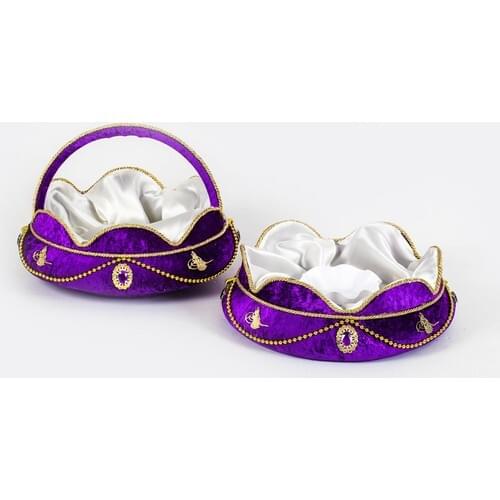 Purple Tugra Henna Basket Henna Tray Henna Night Material Henna Basket Purple Tray Velvet Basket