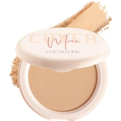 FOCALLURE Face Powder Long-lasting Perfect Cover Oil Control Matte Two Way Cake Vitamin C Lightweight Facial Makeup