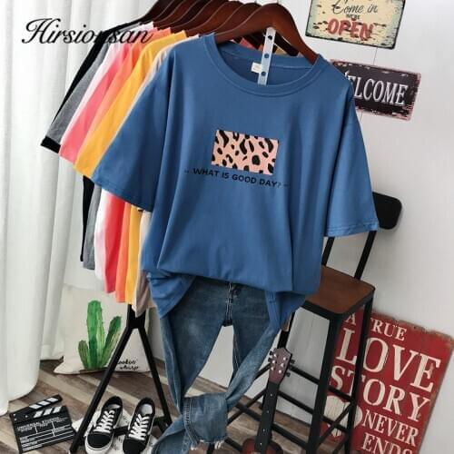 Hirsionsan Plus Size Leopard Printed T Shirt Women 2020 New Korean 8 Colors Loose Summer Cotton Tshirt Harajuku Soft Female Tees