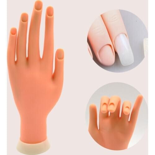 Flexible Fake Manicure Nail Art Practice Training Hand Model Display nail art fake practice finger stand salon