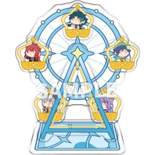 Game Genshin Impact Tartaglia Diluc Zhongli Xia Venti Cosplay Rotatable Ferris Wheel Desktop Decor Stand Model Plate Toy Gifts