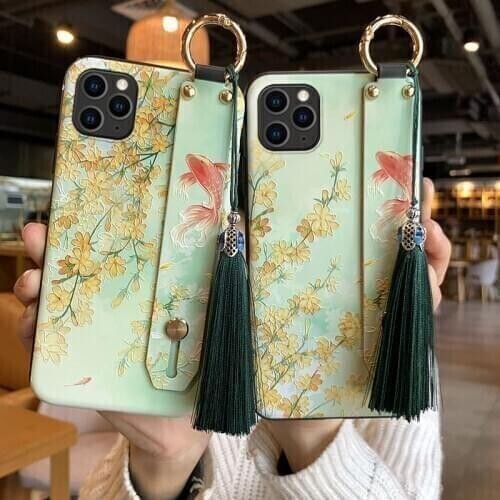 Beauty Phone Case for Samsung S10e S8 9 10 20 21 Ultra Plus Note8 9 10 20 Ultra Plus Soft Back Cases Wrist Strap Tassel Covers