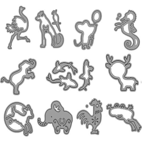 Chicken bird fish deer elephant Christmas metal cutting mold photo frame DIY scrapbook decoration embossing handmade template