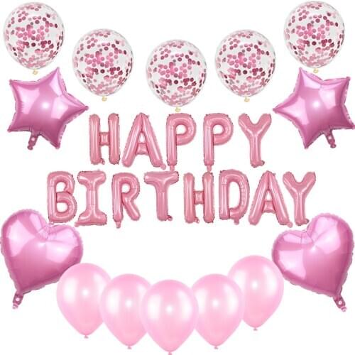 Pink Blue Birthday Balloon Kit Decorative Letter Foil Ballons Latex Confetti Globos Kids Adults Boy Girl Birthday Party Supplies