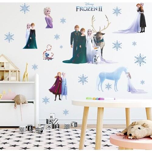 Wall Decorations Living Room Disney Wall Paper PVC Elsa Anna Princess Cute Diy Cartoon Furniture Stickers Anime Decor Stickers