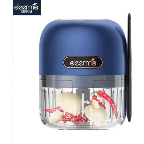Newest Deerma JS200 Portable Electric Meat Garlic Vegetable Fruit Grinder Rechargeable with Mini Clean Spoon Easy Storage