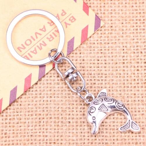 New Fashion Keychain 24x30mm dolphin Pendants DIY Men Jewelry Car Key Chain Ring Holder Souvenir For Gift