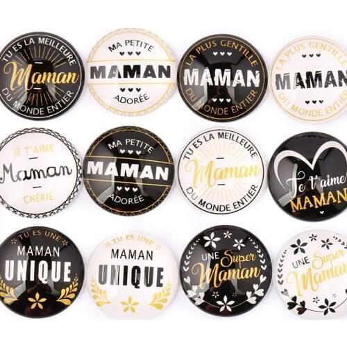 Onwear mix maman photo round dome glass cabochon 25mm 20mm 30mm diy flat back jewelry findings for pendants keychain making