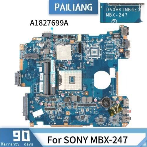 PAILIANG Laptop motherboard For SONY MBX-247 HM65 Mainboard A1827699A DA0HK1MB6E0 TESTED DDR3