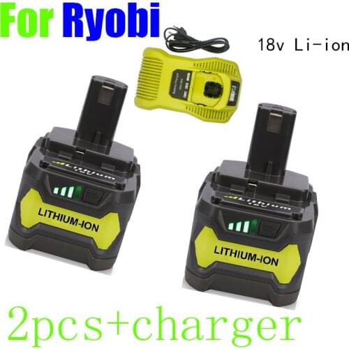 2 pcs.Rechargeable Li-ion Battery for Ryobi ONE +P104 P105 P107 P106 RB18L50 RRS1801M R18CS7-0 BPL1820 R18IW3-0 With the Charger