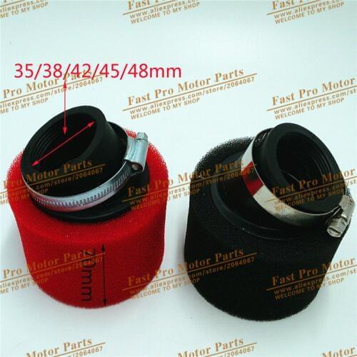 38mm-48mm ATV PIT DIRT BIKE 45 Degree ANGLED FOAM Air Filter Pod Cleaner 110cc 125cc RED CRF50 XR50 CRF
