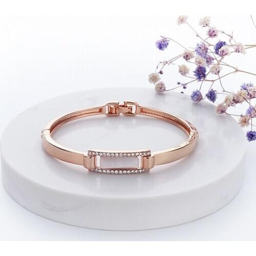 Simple and stylish with rhinestone bracelet rose gold open bracelet for girlfriend birthday gift non-fading wholesale