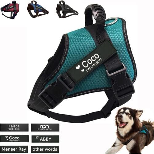 Dog Harness with Customizable Dog Harness Patch，No-Pull, Anti-Escape, Adjustable，Personalized Patches with Hook Backing Name