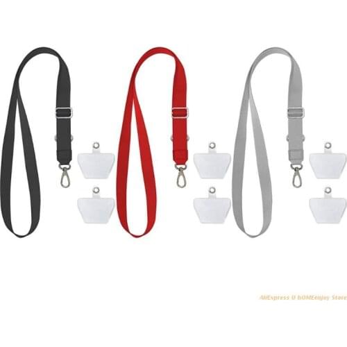 Phone Lanyard Tether with Patch 2 Sticky Pads for Most Smartphones Black/ Grey Dropship