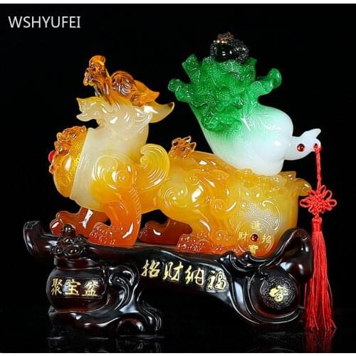 Living Room TV Cabinet Resin Sculpture Decor Office Desktop Feng Shui Ornaments Home Decoration Accessories Housewarming Gifts