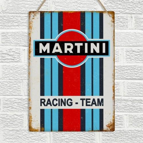 MARTINI RACING Team Vintage Retro Style Metal Wall Sign Plaque Garage Man Cave