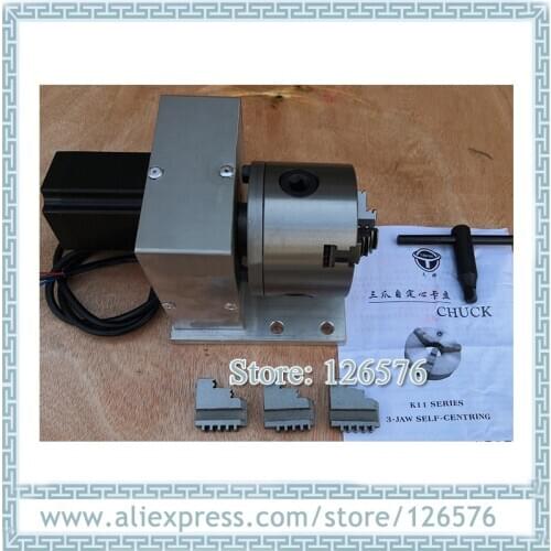 CNC Machine Rotary axis 4:1 20:1 3 JAW 4 Jaw CHUCK 80mm with NEMA23 57 Stepper motor
