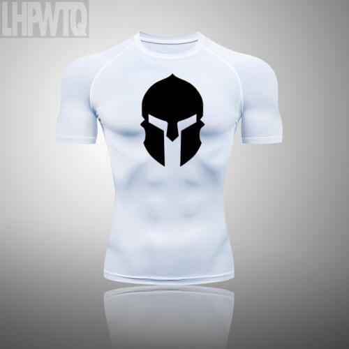 High quality spandex Spartan Men Running T Shirt Quick Dry Fitness Shirt Training exercise Clothes Gym Sports Shirts Tops