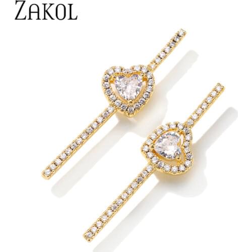 ZAKOL Korean Fashion Cute Heart Shape Cubic Zirconia Studs Earrings Charm Wedding Party Jewelry Women Birthday Gifts EP2932