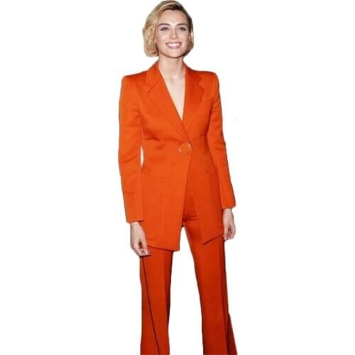 2 Pieces Custom Made Women Suits Newest Fashion Orange Coat+Pant Fashion Formal One Button Party Suits For Women Cheap