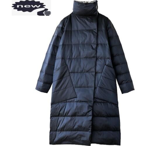 Women Winter Light Weight Mid Long White Duck Down Jacket Reversible Plaid Outwear Coat Vintage Ladies Warm Windbreaker Jackets