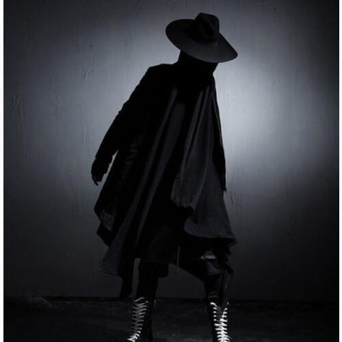 M-4XL plus size hooded mens personality robe dark wizard hat cardigan cape long cardigan trench coat coat shawl robe