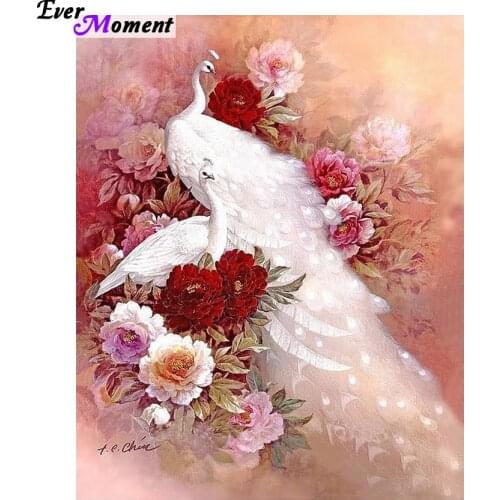 Animals Mosaic DIY diamond Painting crystal white peacock 3D Cross Stitch Decorative diamond embroidery square Rhinestone ASF183