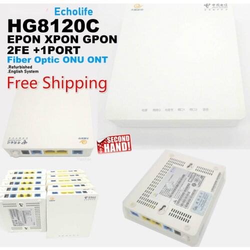 10pcs/Lot Free shipping Refurbished HG8120C 2FE GPON EPON Terminal Huawei Fiber Optic ONU ONT Modem VIOP Router FTTH English os