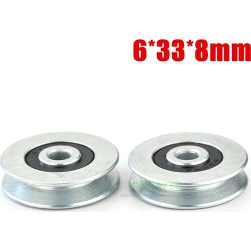 1pcs 6*33*8mm V groove, steel wire over line lifting wheel guide wheel, metal pulley bearing, mechanical rolling wheel