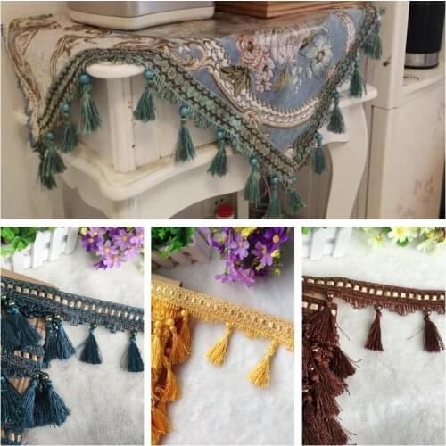 12Yard / Lot Lace Tassel Pearl Lobbing Fringe Applique Ball Curtain Sofa Tablecloth Accessories Lace Trim Diy Decoration Fabric