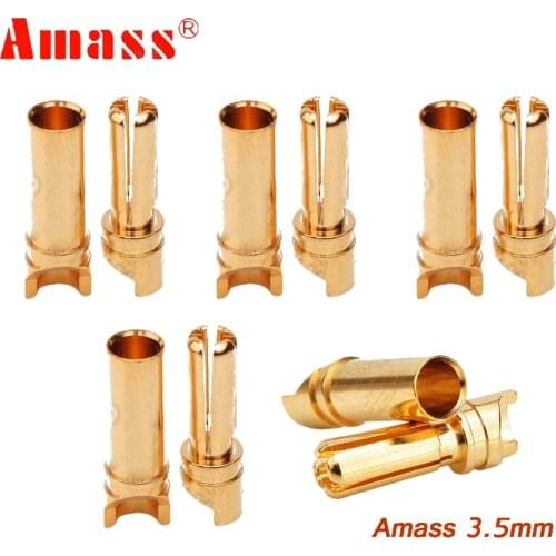 20pcs/lot Amass GC-3514 3.5mm Golden Bullet Connector For RC ESC Motor Lipo Battery Rc Car Truck Airplane Toys DIY Parts
