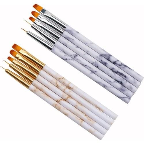 5pcs/set Marbling UV Gel Nail Painting Pen Liner Brush Drawing Nail Pen French Nail Mixed Colors Gourd Handle Nail Art DIY Tools