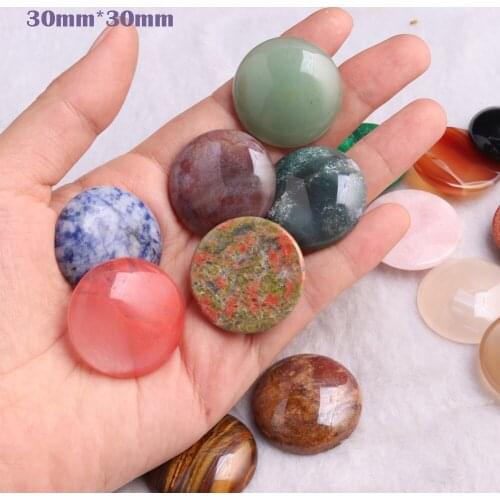 6/12/24/50pcs/lot 30mm Carnelian Beads Natural Stone Cabochon Patterns for DIY Ring Earring Bracelet Necklace Making Jewelry