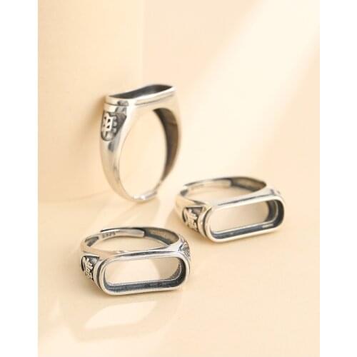 6.5*18.5mm 925 STERLING SILVER men Semi Mount Bases Blanks base blank Pad ring Setting wedding jewelry findings diy A5878