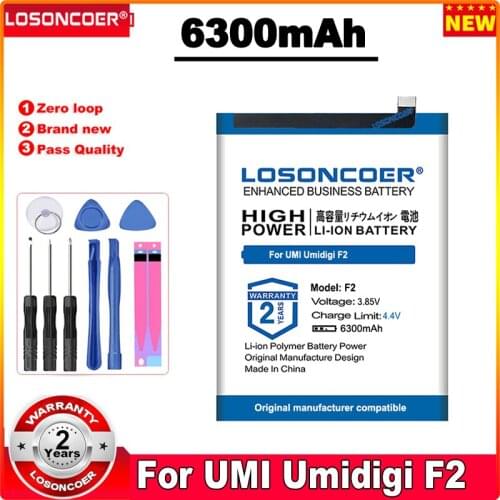 LOSONCOER 0 Cycle 100% New F2 5800mAh Top Capacity Battery for UMI Umidigi F2 Batteries