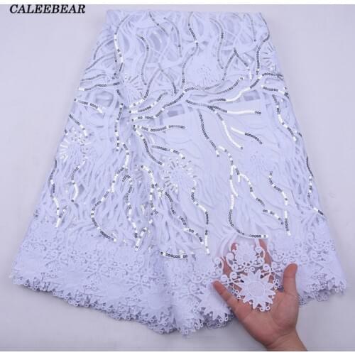 White African Lace Fabric Embroidery French Lace Fabric 2021 High Quality Sequin Tulle Lace Fabric For Wedding Party Dress S2167