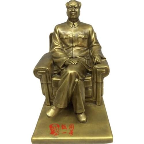 LARGE -2020 Home OFFICE TOP Decor -CHINA GREAT leader Mao Zedong Chairman Mao sculpture bronze decorative statue - business art