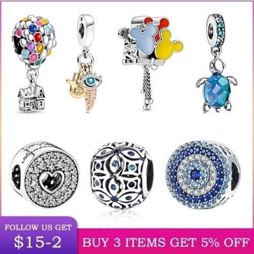 LByzHan 100% Real 925 Sterling Silver Balloon Beads Charms Fit Original 3mm Bracelet&Bracelet Making DIY Jewelry For Women S925