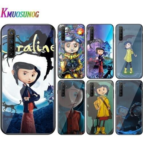 For OPPO A5 A9 2020 F7 Phone Cover Shell Coraline cartoon for OPPO Reno 2 Z 2Z 2F 3 4 Pro 5G Bright Black Phone Case