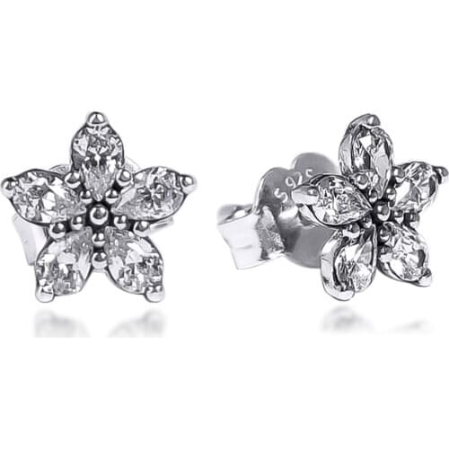 CKK Earrings Sparkling Snowflake Stud Earring for Women Sterling Silver 925 Jewelry Aretes Pendientes Kolczyki Earing Brincos