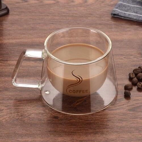Hot Sale 200ml Double Wall Glass Mug Office Mugs Heat Insulation Double Coffee Mug Coffee Glass Cup Drinkware Gift For Friend