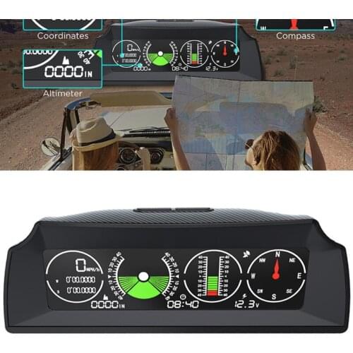 124B GPS Speed Slope Meter Tilt Pitch Angle Protractor with LCD Display Gauge Tool for Self-driving Off-road Activities