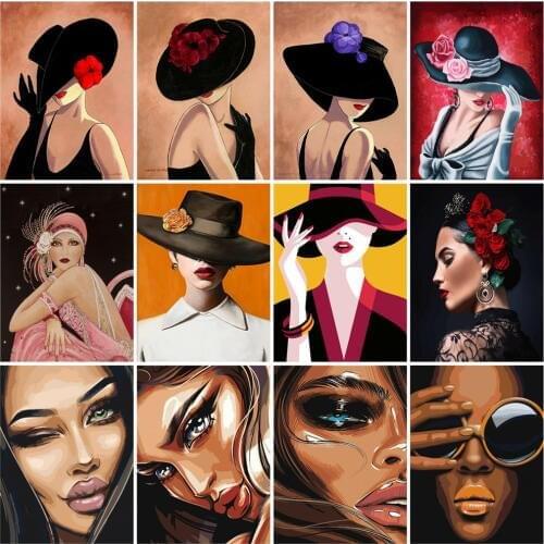 HUACAN Oil Painting By Number Girl Drawing On Canvas Hand Painted Paintings Art Gift DIY Coloring By Numbers Figure Home Decor