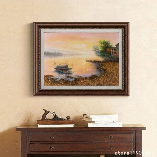 Cotton no frame Chinese boat with a dark awning canvas printings oil painting printed on cotton wall art decoration pictures