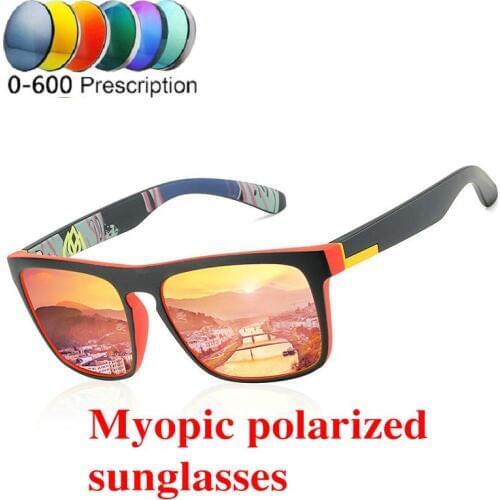 Square Custom Made Myopia Minus Prescription Polarized Lens Sport Polarized Sunglasses black Mirror Coating Anti-wind Goggle NX